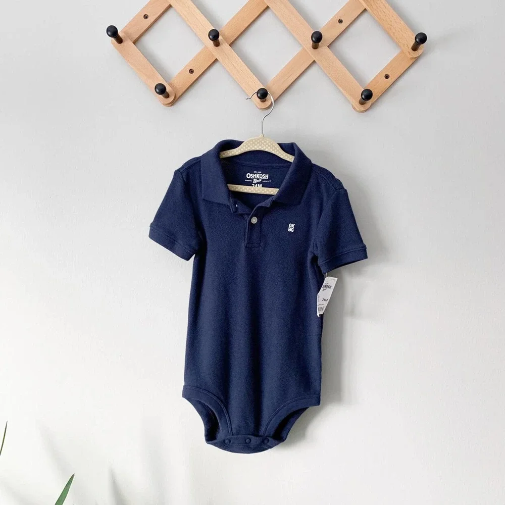 OshKosh B'gosh Baby Boys' Polo Bodysuit Navy | 24 Months - Picture 1 of 5